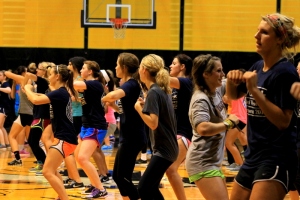 The Panhellenic Society unites both it's old and new members for a Zumba event. The event took place just a few days prior to Bid Day in an effort to remind each sorority that “we are all Greek!” 